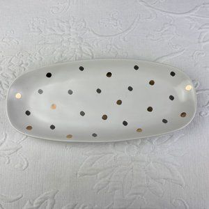 Nicole Miller Home White & Metallic Polka Dot Ceramic Trinket Tray
